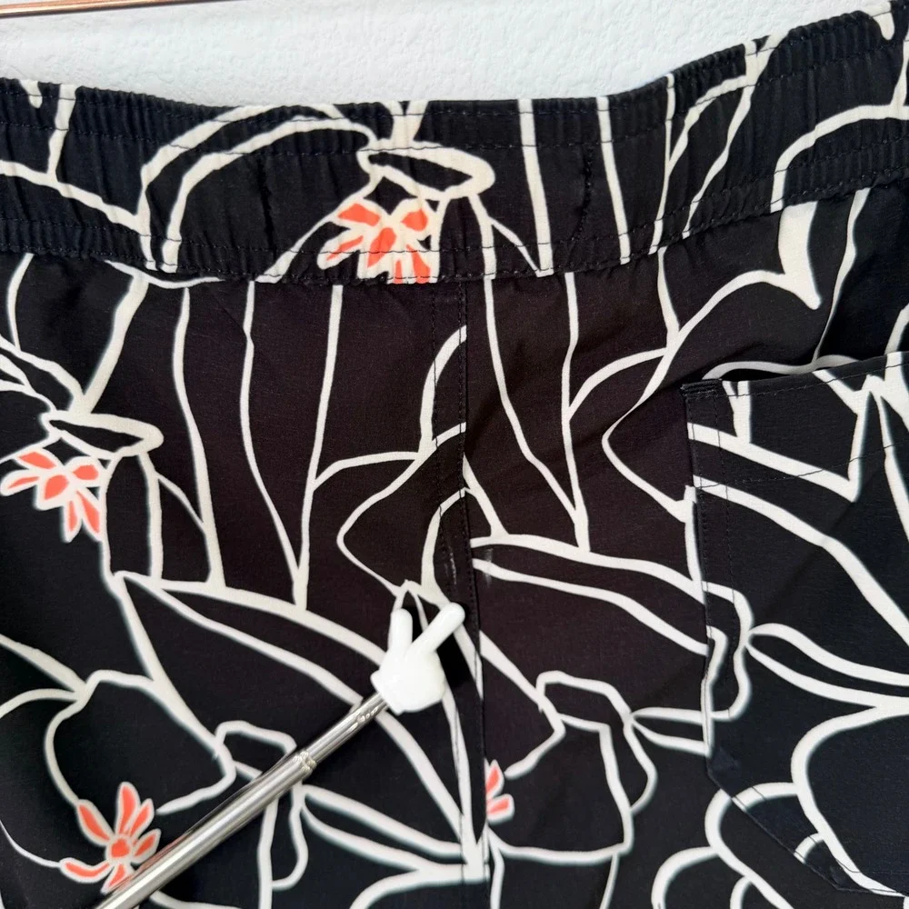 Bonobos Mens M Riviera Recycled Swim Trunks Black Floral 7 Inch Inseam BSM10930N